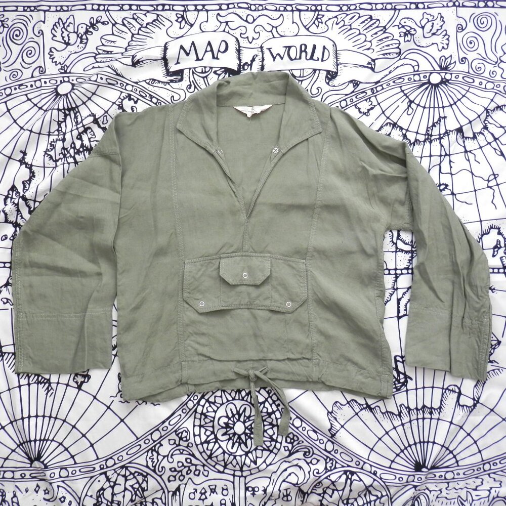 Golden Goose || Linen Olive Green Anorak Pullover Top